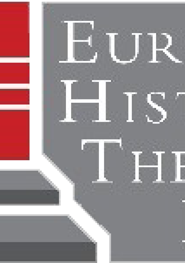Logo for European Historic Theatres Day featuring red stepped blocks on the left and a gray panel with serif text reading 'European Historic Theatres Day'.